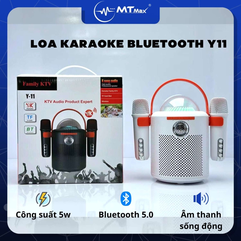 Loa Karaoke Bluetooth Y11 kèm 2 micro thiết kế độc đáo sang trọng