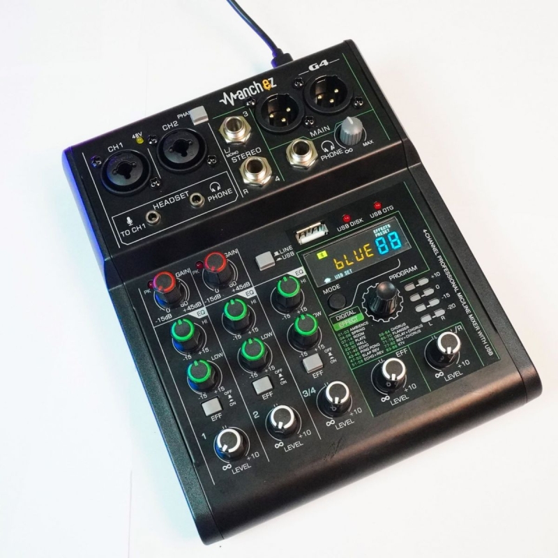 Bàn Mixer G4 mini 2022 - 88 chế độ vang, 3 kênh (2 mono, 1 stereo) - Tích hợp nguồn 48V dành cho mic