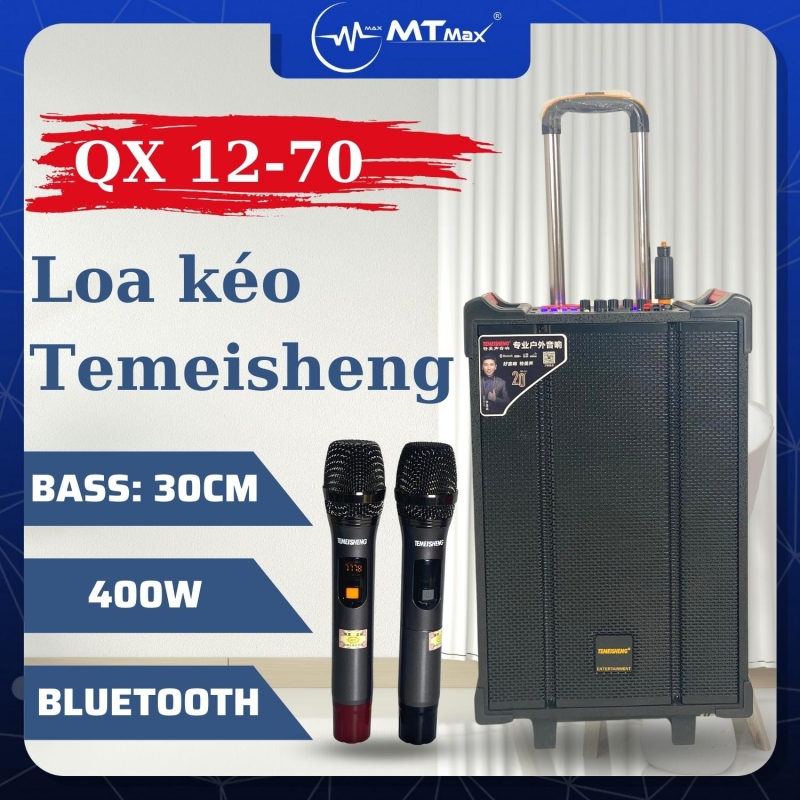 Loa kéo Temeisheng QX1270 - Bass 30 kèm 2 Micro Không Dây