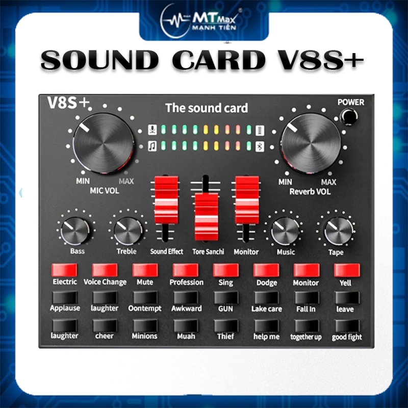 Sound Card V8S+bản nâng cấp có Bluetooth, Pin Sạc – Thu Âm Hát Livestream Karaoke