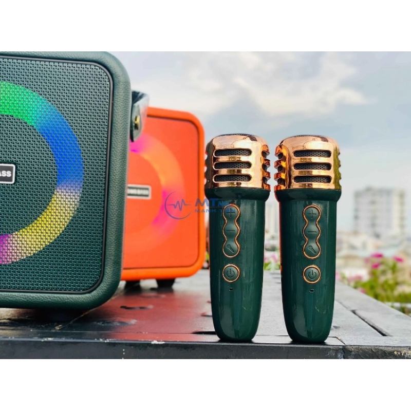 Loa Bluetooth Karaoke M4101 - Loa Xách Tay Kèm 2 Micro Không Dây Sang Trọng