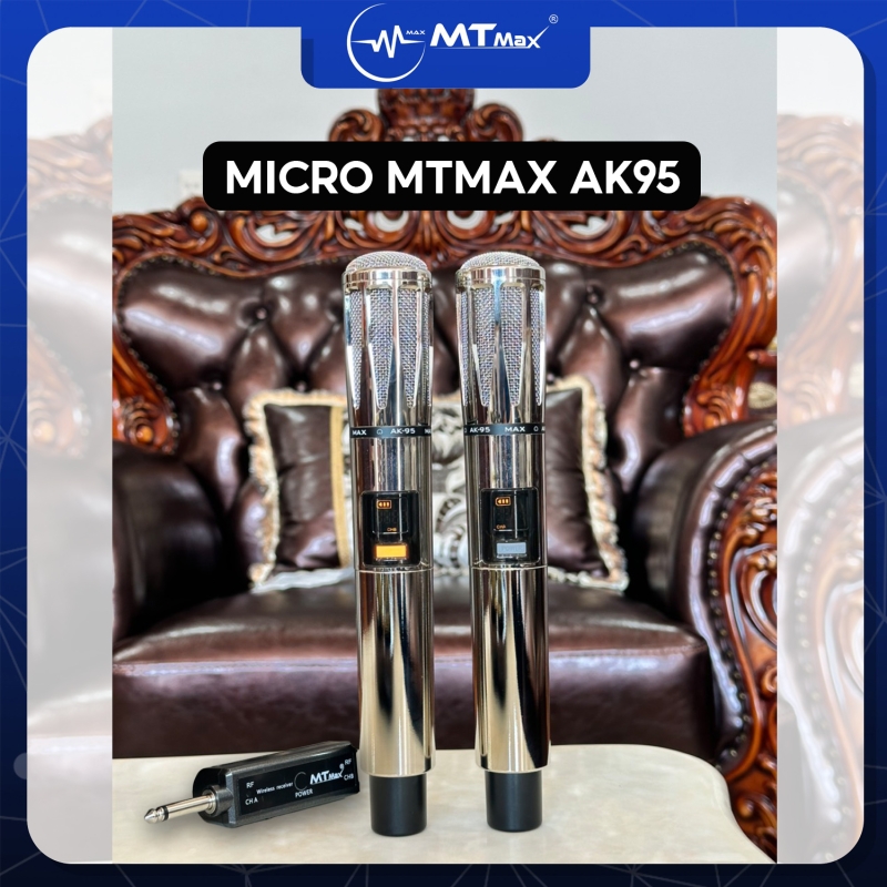 Micro Không Dây AK95 Loại 2 Micro - Chất Liệu Kim Loại Cao Cấp - Sóng UHF Chống Hú Cực Tốt - Chính Hãng MTmax