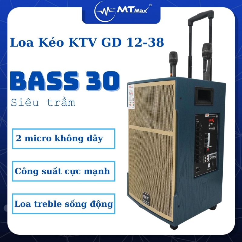 Loa kéo KTV GD 12 38, Loa Karaoke Bass 3 Tấc, Tặng 2 Micro Âm Thanh Cực Hay