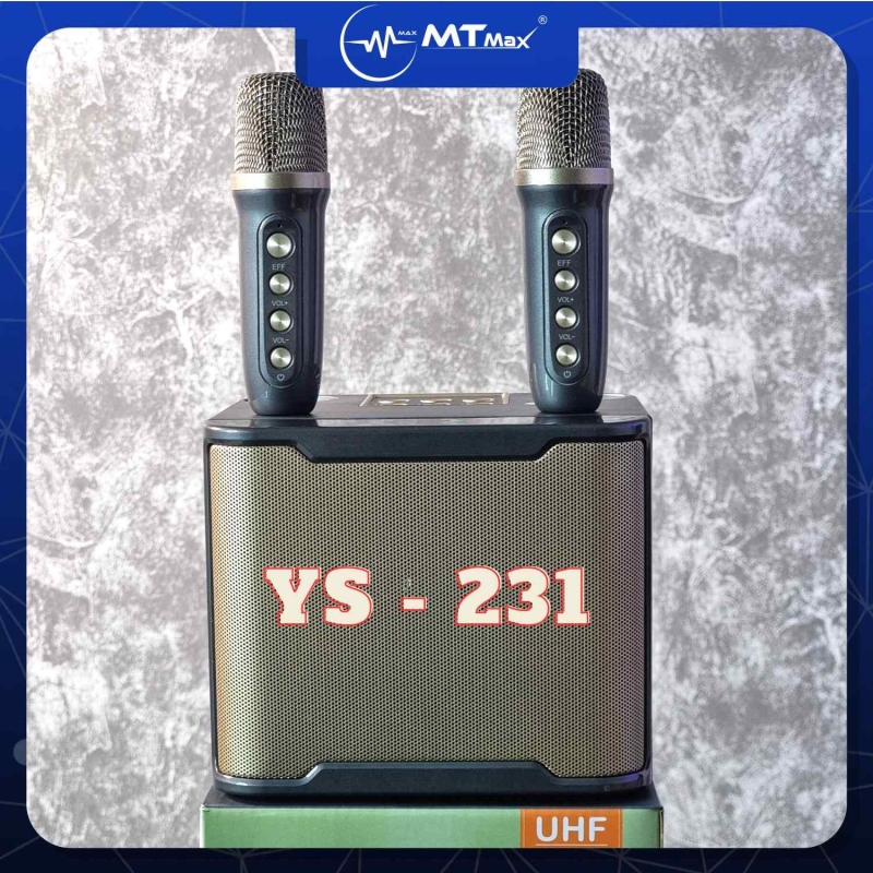 Loa Bluetooth YS231 karaoke kèm 2 micro không dây mới 2023