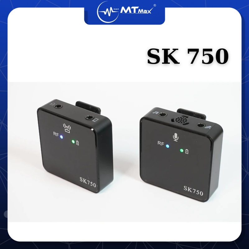 Micro cài áo Wireless SK750 (Loại 1 mic 1 đầu thu) - Mic thu âm không dây cài áo - Có cổng cắm tai nghe, lấy nhạc, cắm micro ngoài