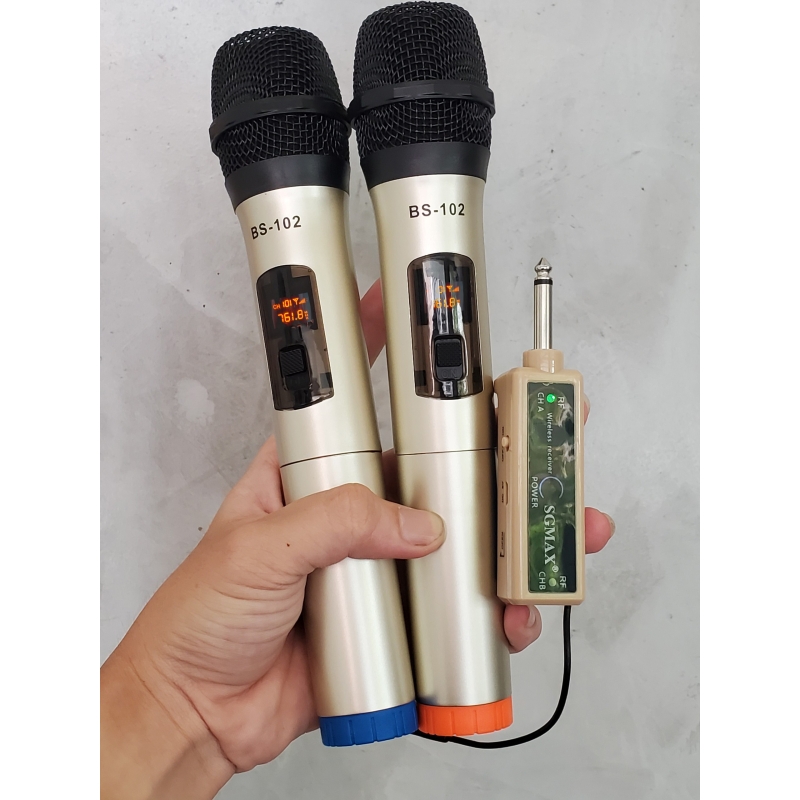 Micro karaoke SGMAX 102, Mẫu Mới 2 Mic Không Dây