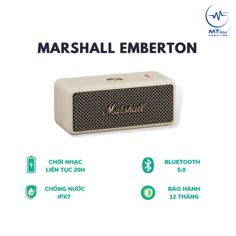 Loa Bluetooth Marshall Emberton nhỏ gọn, hiệu năng tuyệt vời, 20W, IPX7