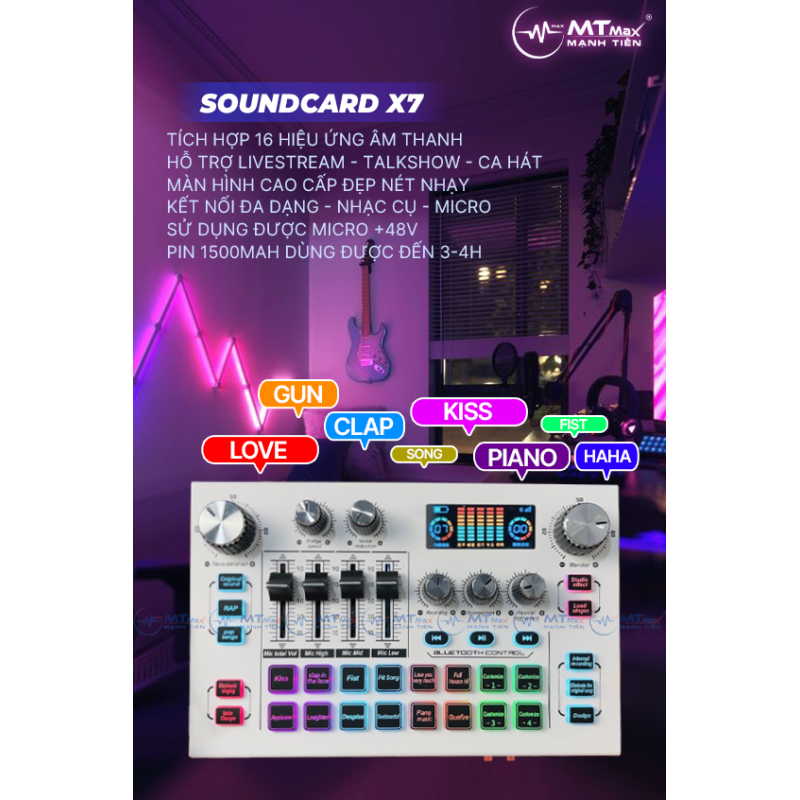 Soundcard X7 Mới Nhất 2024 - Hỗ Trợ Micro 48V, Tích Hợp Hiệu Ứng Auto Tune, Điều Chỉnh Giọng Hát, Nhiều Hiệu Ứng Âm Thanh Cao Cấp