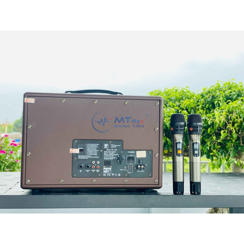 Loa Di Động Xách Tay Cao Cấp Prosing W8Kor Tích Hợp Vang Số, Chống Hú, Lọc Âm Bass 20cm Công Suất 150W - 350W Kèm 2 Micro - Tặng Bộ Pin Sạc B02