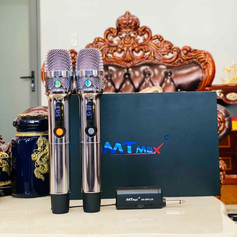 Micro MTMAX AK99Plus Cho Dàn Karaoke, Loa Kéo, Amply Cao Cấp Chính Hãng, Củ Micro Cao Cấp Set Tần Số, Chỉnh Âm Lượng Ngay Thân Micro