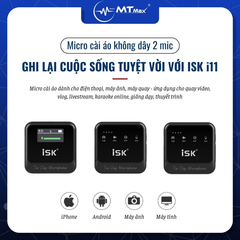 Micro Cài Áo ISK iM11 (Loại 2 Mic 1 Đầu Thu) - Micro Dành Cho Điện Thoại, Máy Ảnh, Máy Quay