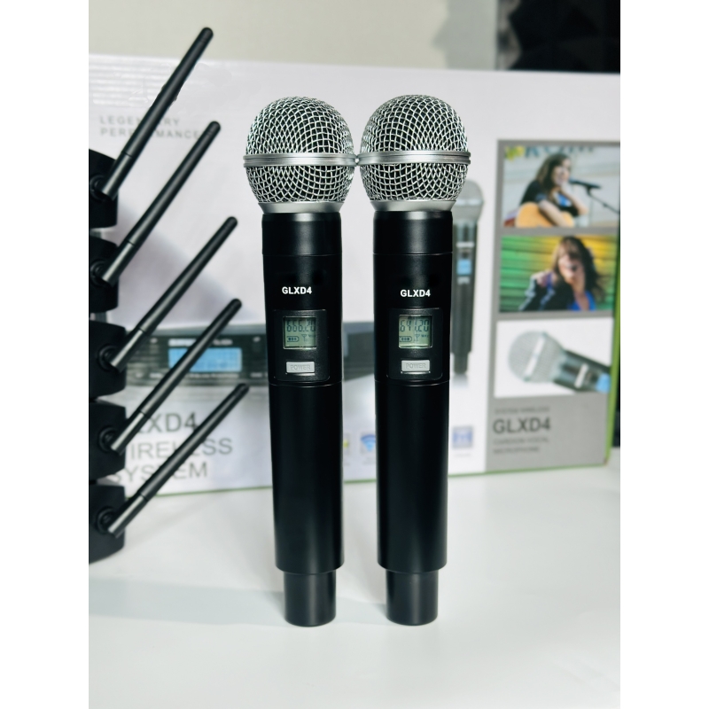 Micro Đầu Thu Lớn GLXD4 - Micro Karaoke Cao Cấp, Hút Âm Tốt,  Bắt Sóng Xa Ổn Định, Chống Hú Tuyệt Đối, Điều Chỉnh Riêng Biệt
