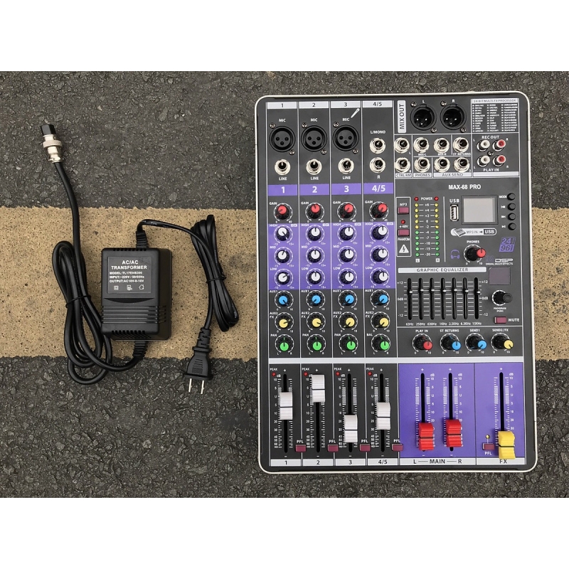 Bàn trộn âm thanh Mixer MAX68 Pro - 99 hiệu ứng vang