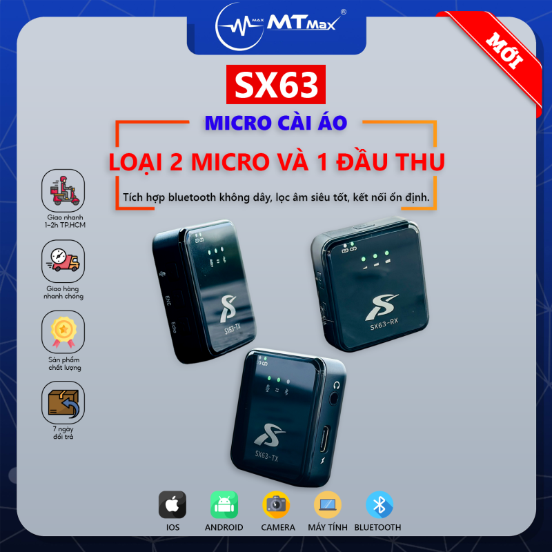 Micro Cài Áo Đa Năng SX63 - Âm Thanh Chất Lượng Cao, Chống Ồn Siêu Tốt, Thu Âm Đến 30M, Sạc Pin Trực Tiếp Nhẹ Nhàng Mang Đi Mọi Nơi