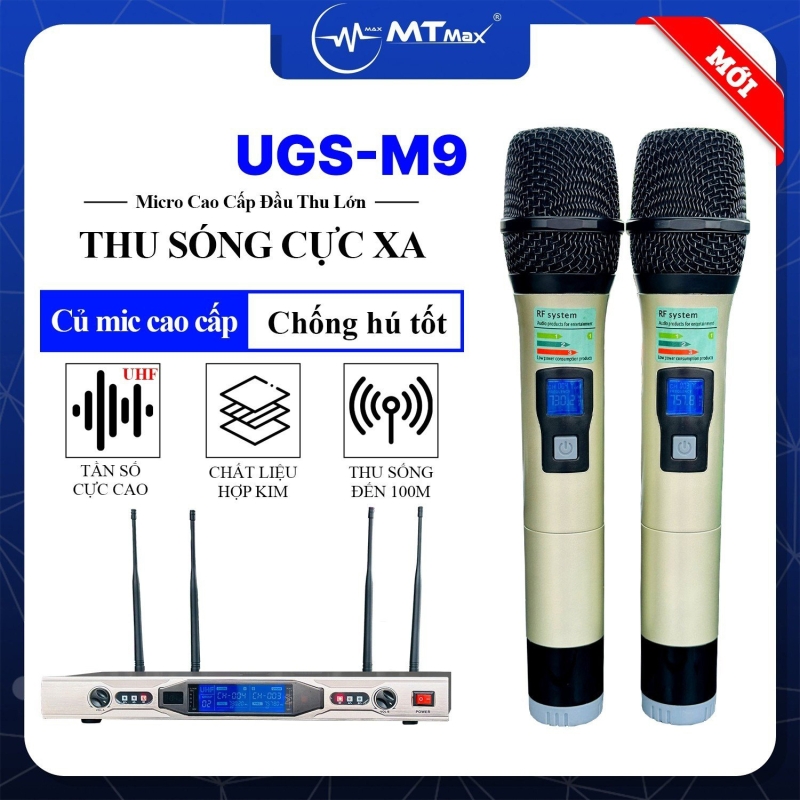 Micro Đầu Thu Lớn SHURAE UGS M9 - Siêu Phẩm Micro Karaoke 4 Râu Bắt Sóng Xa Đến 100m